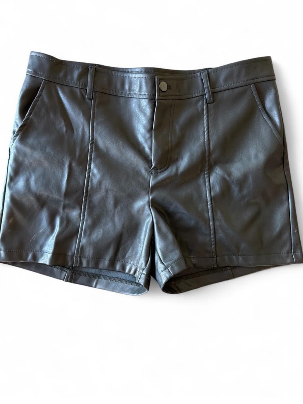 Faux Leather Black Women's Shorts